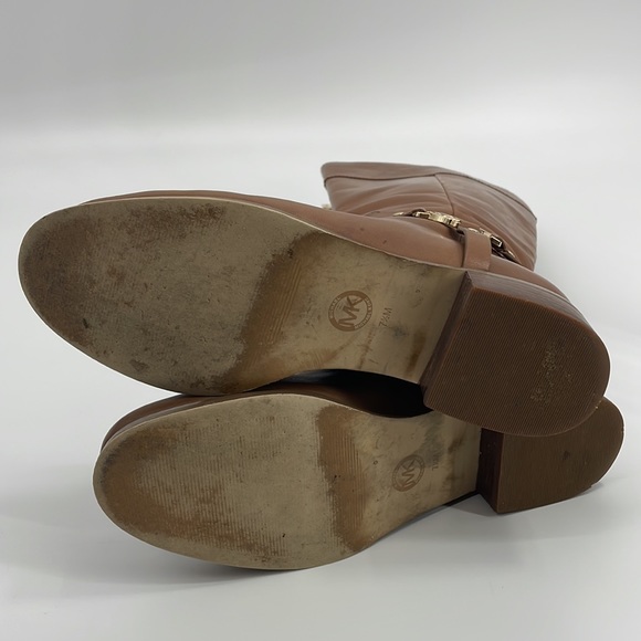 MICHAEL KORS Knee High Ankle Strap Leather Riding Boots 7.5 Caramel Brown *Fair* - Picture 10 of 10